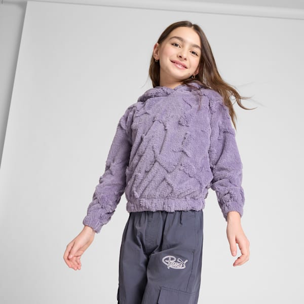 Embossed Logo Big Kids' Hoodie, PALE PLUM, extralarge