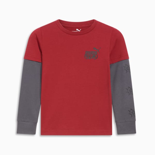 Vibe Check Pack Little Kids' Long Sleeve Tee, INTENSE RED, extralarge