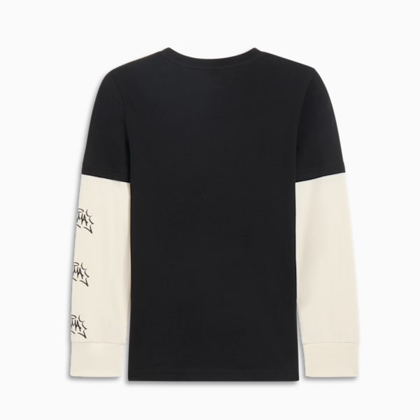 Vibe Check Pack Big Kids' Long Sleeve Tee, PUMA BLACK, extralarge