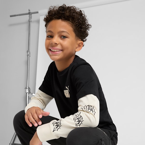 Vibe Check Pack Big Kids' Long Sleeve Tee, PUMA BLACK, extralarge