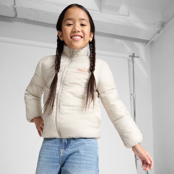 PUMA GIRLS Big Kids' Puffer Jacket, DESERT DUST, extralarge
