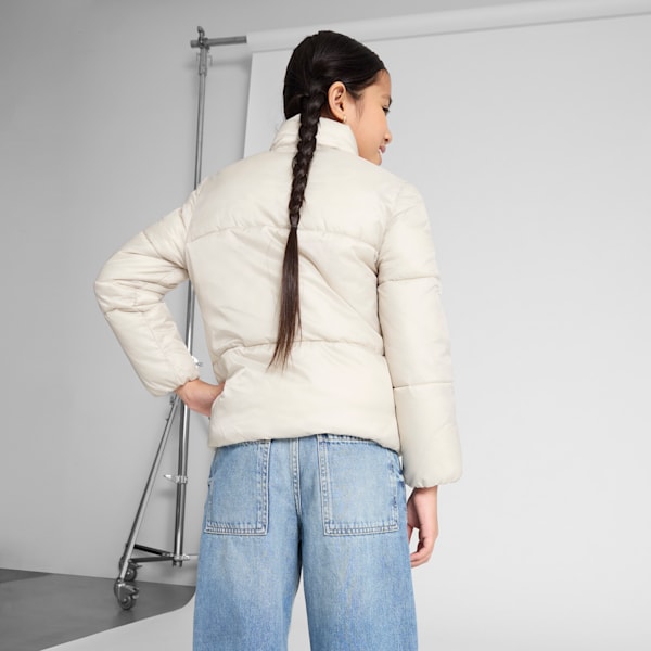 PUMA GIRLS Big Kids' Puffer Jacket, DESERT DUST, extralarge