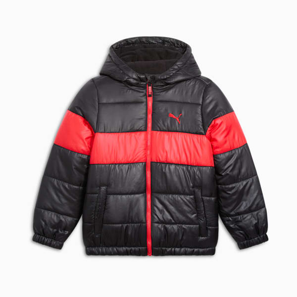 Chamarra con cremallera Color Block para niños grandes, PUMA BLACK, extralarge