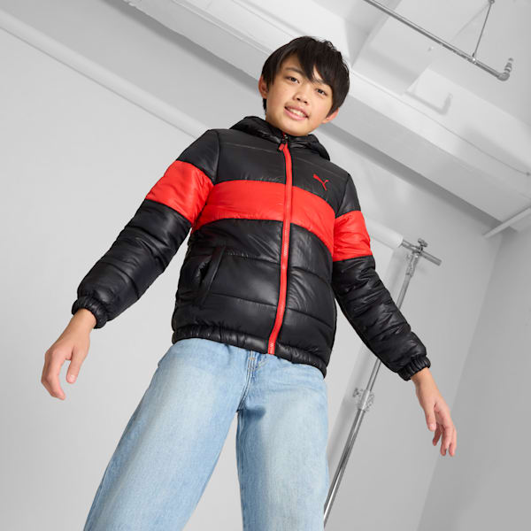 Chamarra con cremallera Color Block para niños grandes, PUMA BLACK, extralarge