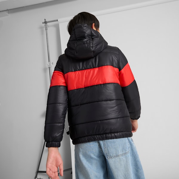 Color Block Big Kids' Zip-Up Puffer Jacket, PUMA BLACK, extralarge