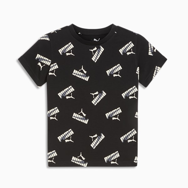Vibe Check AOP Little Kids' Tee, PUMA BLACK, extralarge