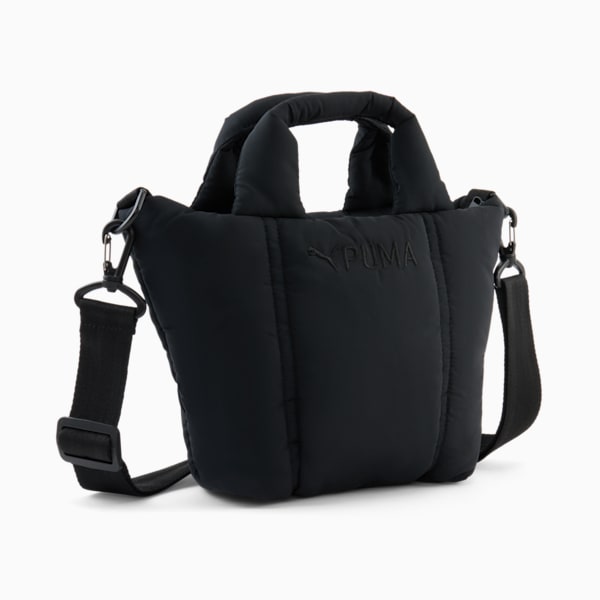 PUMA Puffer Mini Tote Bag, BLACK TRADITIONAL, extralarge