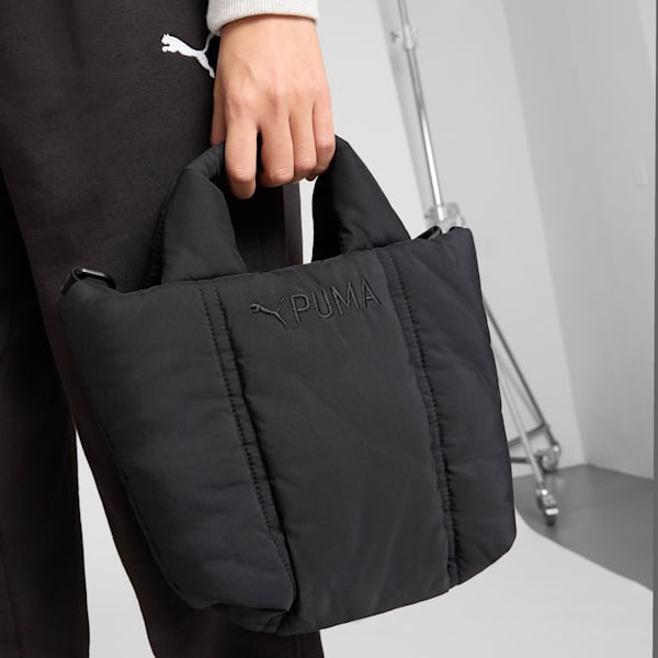 PUMA Puffer Mini Tote Bag, BLACK TRADITIONAL, extralarge