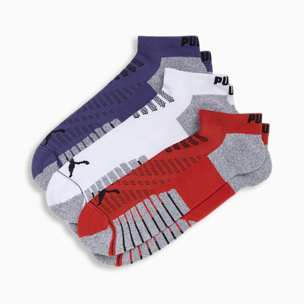 Men's Half-Terry Low Cut Socks (3 Pairs), BLUE / RED / WHITE, extralarge