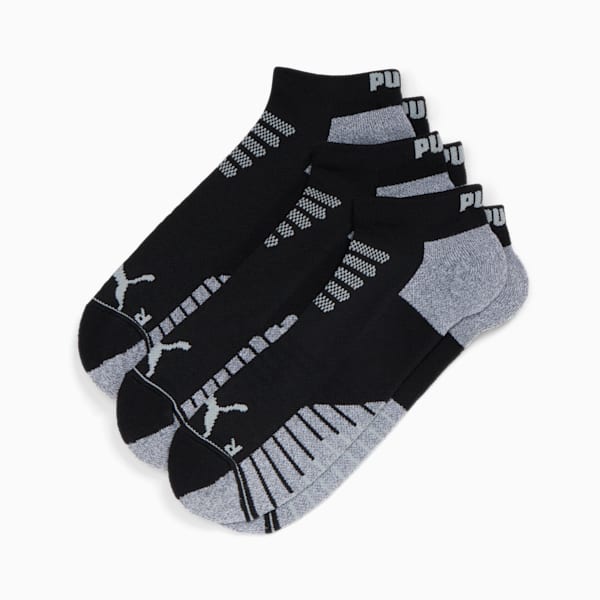 Men's Half-Terry Low Cut Socks (3 Pairs), BLACK / GREY, extralarge