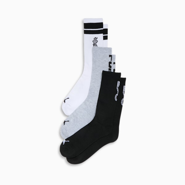Men's Half-Terry Crew Lenght Socks (3 Pairs), WHITE / BLACK, extralarge