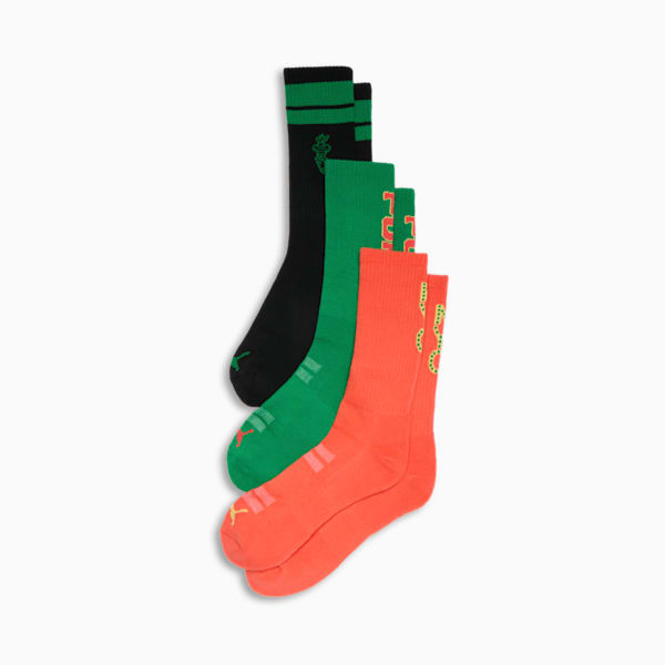 Men's Half-Terry Crew Lenght Socks (3 Pairs), BLACK / GREEN, extralarge