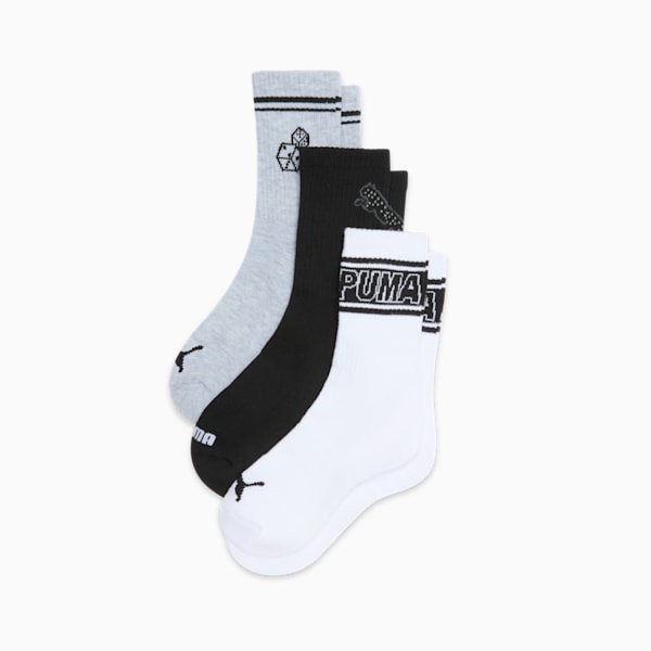 Calcetines cortos de felpa PUMA para mujer (paquete de 3), WHITE / BLACK, extralarge