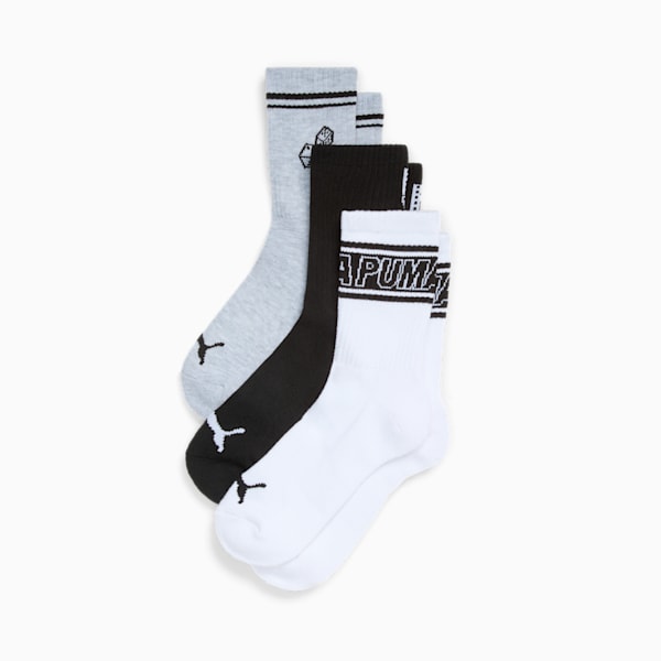 Women's Half-Terry Low Crew Length Socks (3 Pairs), WHITE / BLACK, extralarge