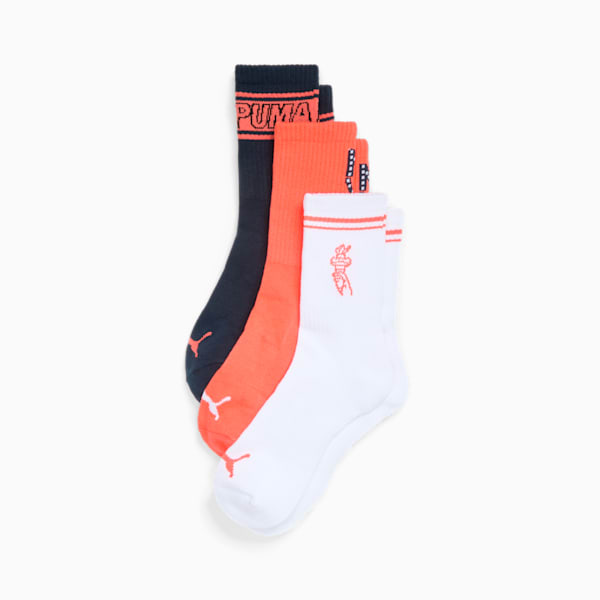 Women's Half-Terry Low Crew Length Socks (3 Pairs), CORAL, extralarge