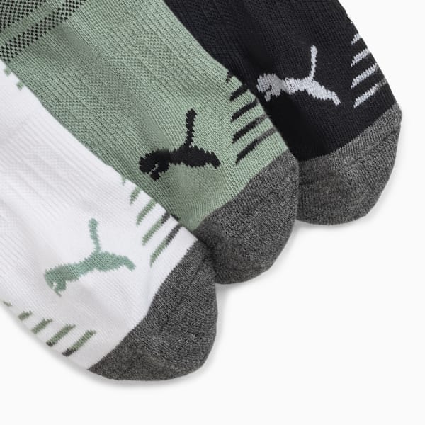Big Kids' Half-Terry Low Cut Socks (3 Pairs), WHITE / GREEN, extralarge