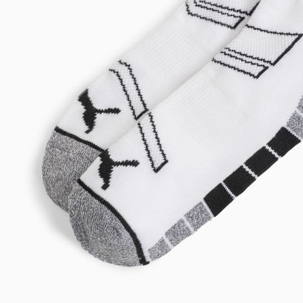 Men's Half-Terry Quarter-Length Crew Socks (6 Pairs), WHITE / BLACK, extralarge