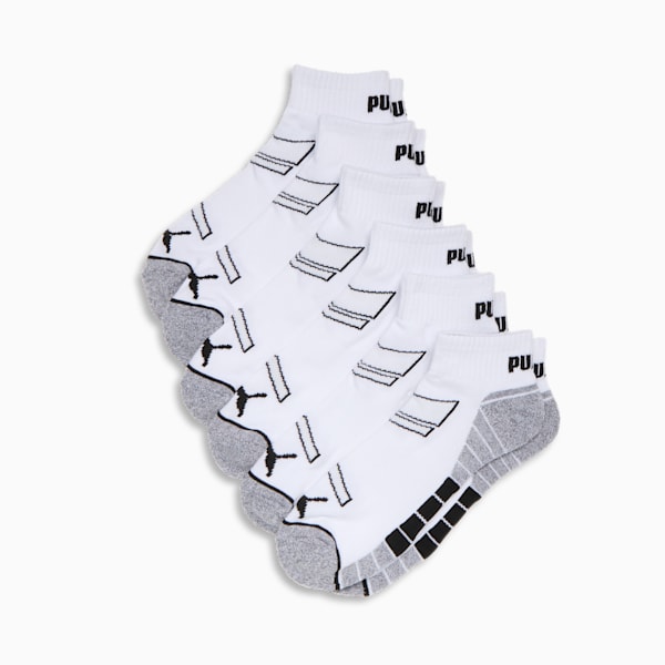 Calcetines hasta un cuarto de longitud de media felpa para hombre (6 pares), WHITE / BLACK, extralarge