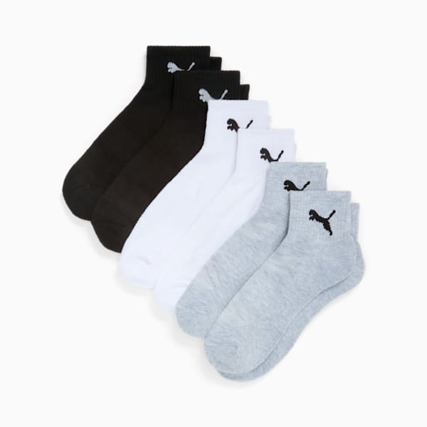 Men's Half Terry Quarter-Length Socks (6 Pairs), WHITE, extralarge