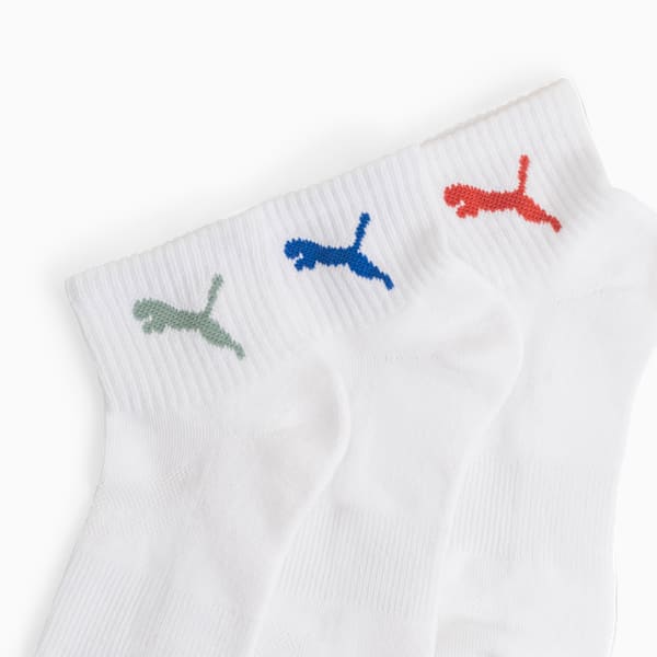 Men's Half Terry Quarter-Length Socks (6 Pairs), WHITE / RED, extralarge