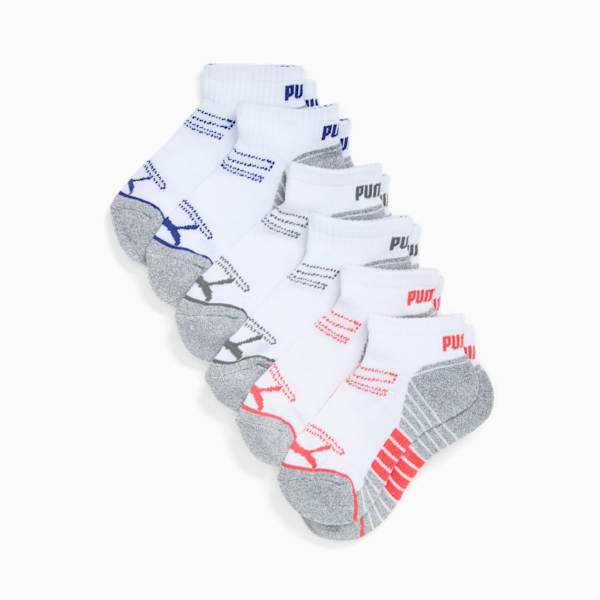 Calcetines juveniles al tobillo de toalla media (6 pares), WHITE / RED, extralarge