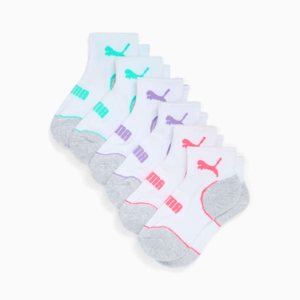 Big Kids' Half-Terry Quarter-Length Crew Socks (6 Pairs), WHITE / MULTI, extralarge