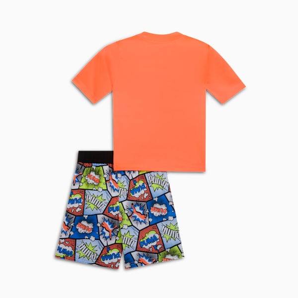 Little Kids' 2-Piece Rashguard &amp; Swim Trunks, NEON SUN, extralarge