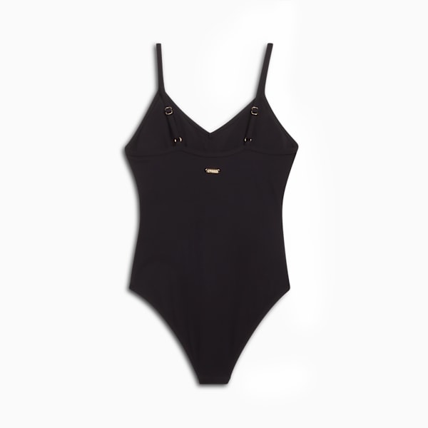 Women's Belted One Piece Swimsuit, PUMA BLACK, extralarge