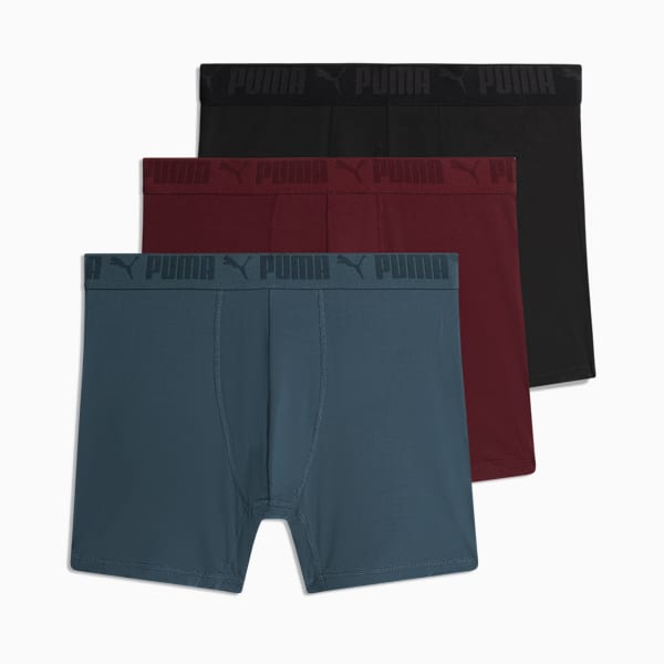 3PK Mens Athletic Fit Boxer Men, BURGUNDY / BLACK, extralarge