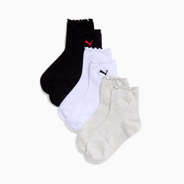 Women's Non-Terry Quarter-Length Crew Socks (3 Pairs), LIGHT PASTEL GREY, extralarge