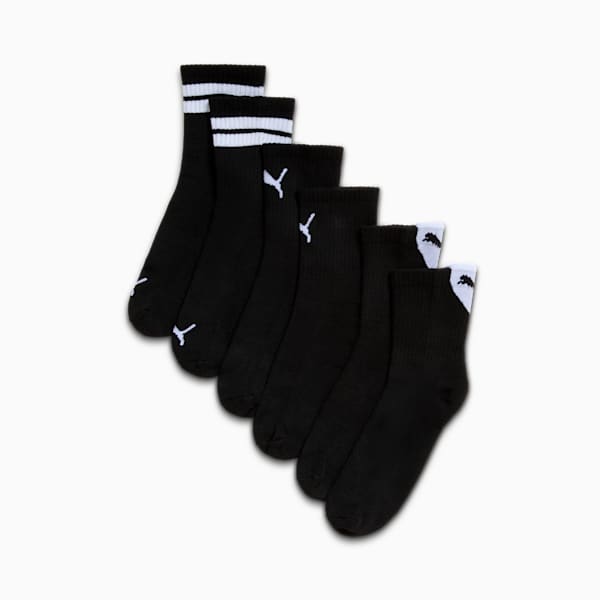 Women's Half-Terry Low Crew Socks (3 Pairs), BLACK / WHITE, extralarge