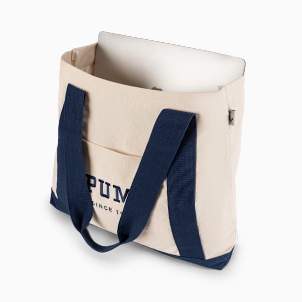 CANVAS TOTE, CREAM/BLUE, extralarge