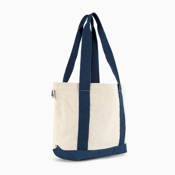 MINI CANVAS TOTE, CREAM/BLUE, extralarge