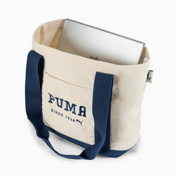 MINI CANVAS TOTE, CREAM/BLUE, extralarge