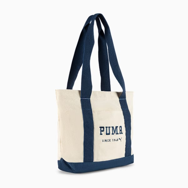 MINI CANVAS TOTE, CREAM/BLUE, extralarge