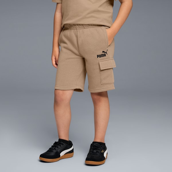 PUMA Basics Big Kids' Fleece Cargo Shorts, ICE COFFEE, extralarge