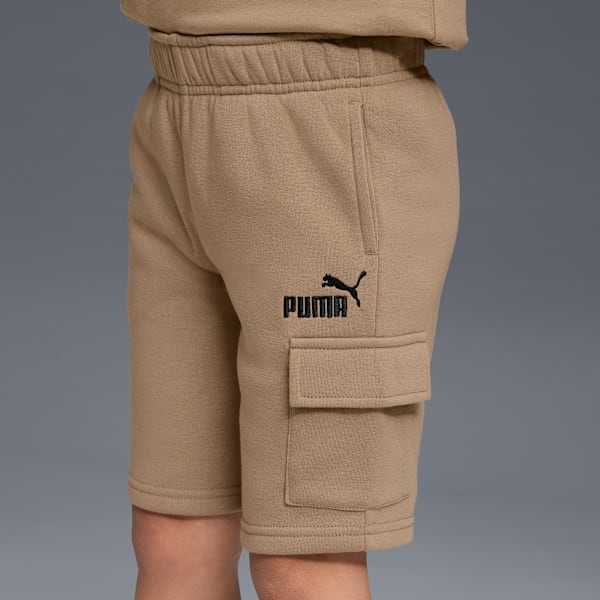 PUMA Basics Big Kids' Fleece Cargo Shorts, ICE COFFEE, extralarge