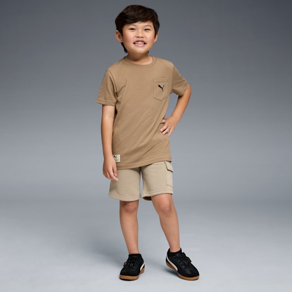 PUMA Basics Big Kids' Fleece Cargo Shorts, ICE COFFEE, extralarge