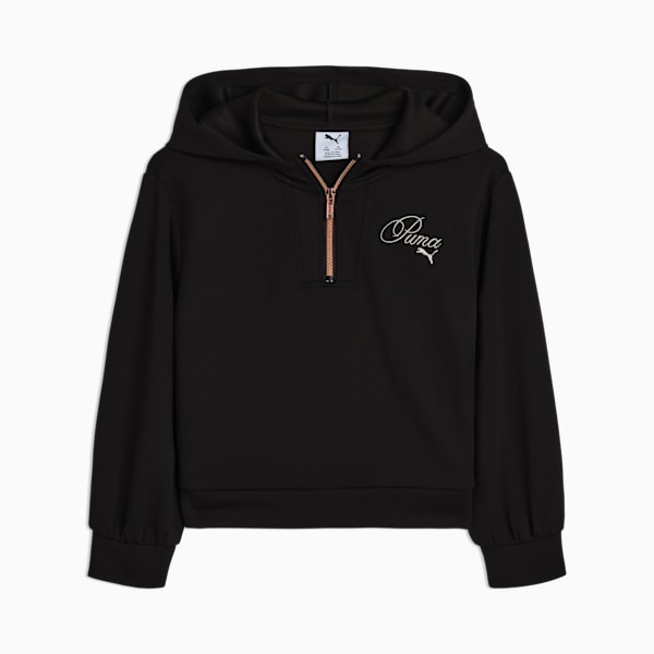 Bow Society Big Kids' Quarter-Zip Hoodie, PUMA BLACK, extralarge