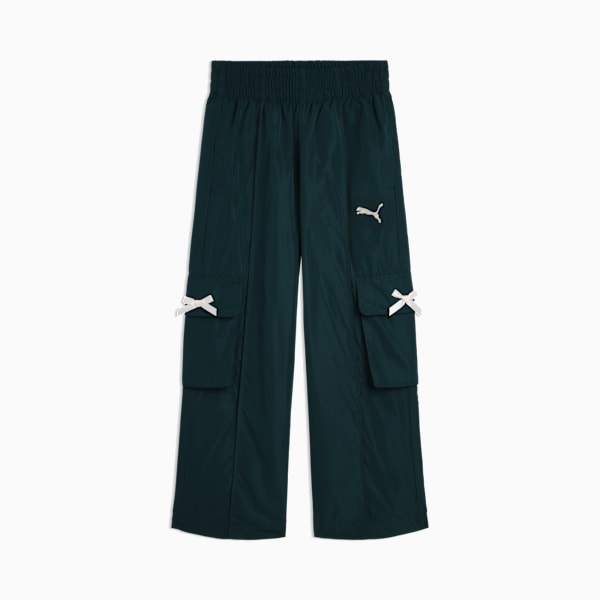 Pants cargo de pierna ancha Bow Society para niños grandes, GREEN TERRAIN, extralarge
