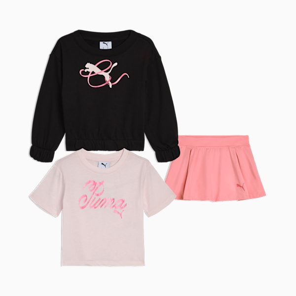 Conjuntos a juego de sudadera, playera y falda short para infantes, PUMA BLACK, extralarge