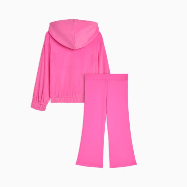 Matching Sets Toddlers' Velour Hoodie and Flare Leggings, Pink Pixel, extralarge