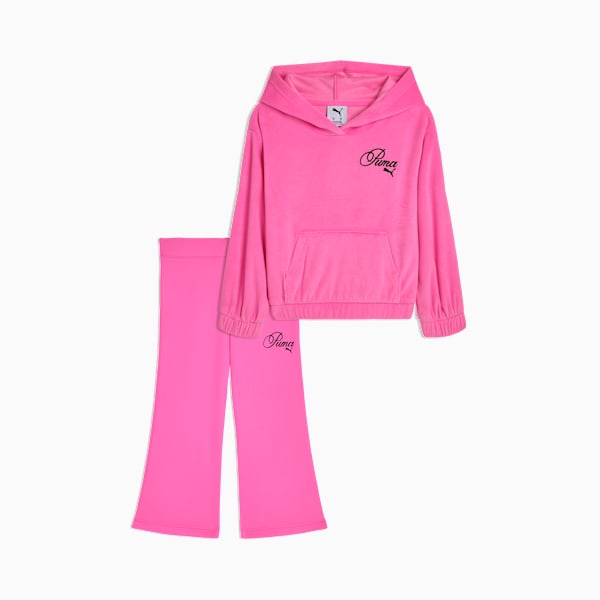 Matching Sets Toddlers' Velour Hoodie and Flare Leggings, Pink Pixel, extralarge