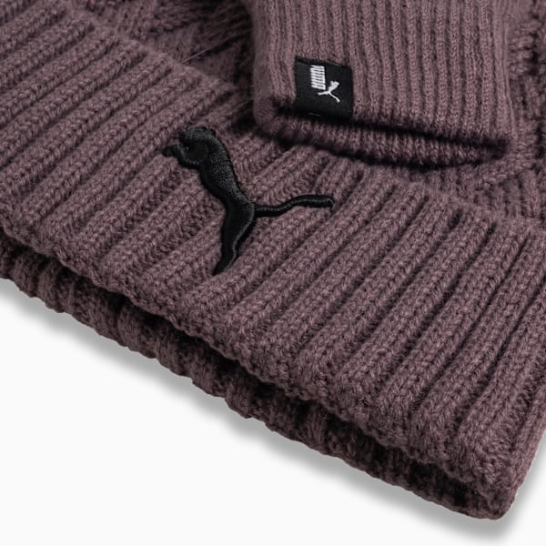 Stone Beanie Glove Set Youth, PURPLE/BROWN, extralarge