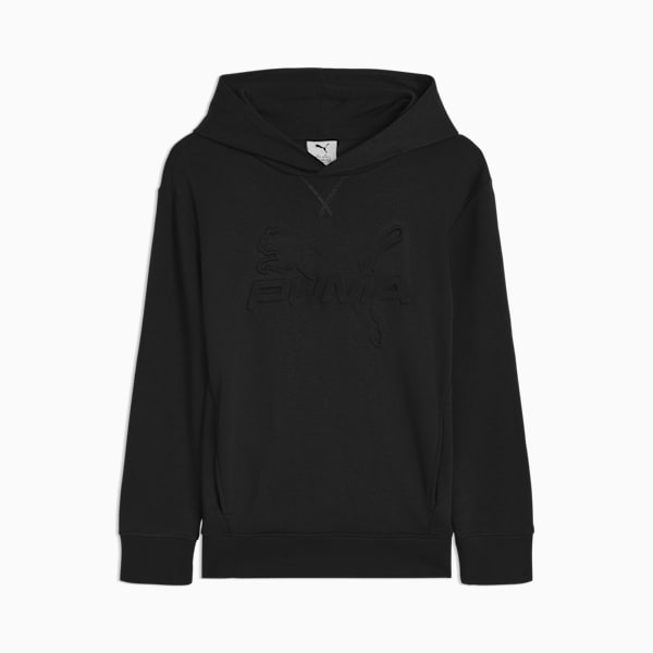 PUMA Essentials Embossed Little Kids' Fleece Hoodie, BLACK, extralarge