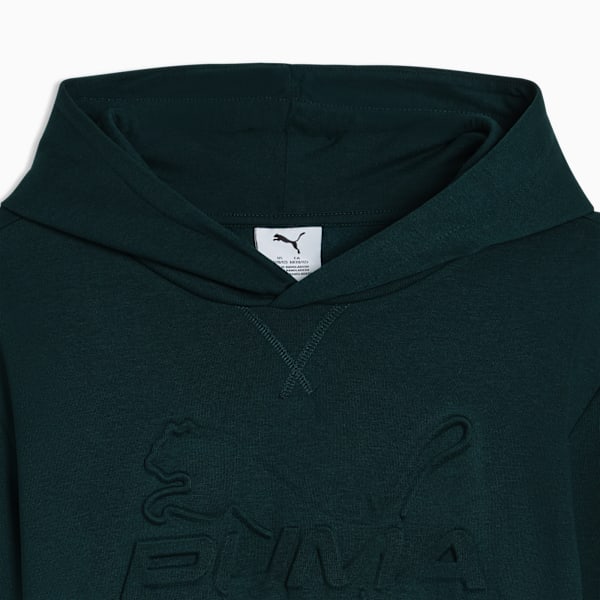PUMA Essentials Embossed Big Kids' Cotton Fleece Hoodie, GREEN TERRAIN, extralarge