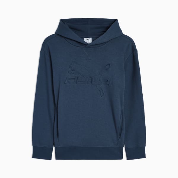 PUMA Essentials Embossed Big Kids' Cotton Fleece Hoodie, DARK INDIGO, extralarge