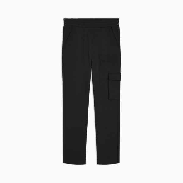 Cargo pants de tejido polar PUMA Essentials Embossed para niños grandes, BLACK, extralarge