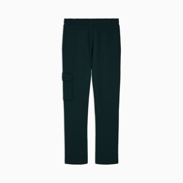Cargo pants de tejido polar PUMA Essentials Embossed para niños grandes, GREEN TERRAIN, extralarge