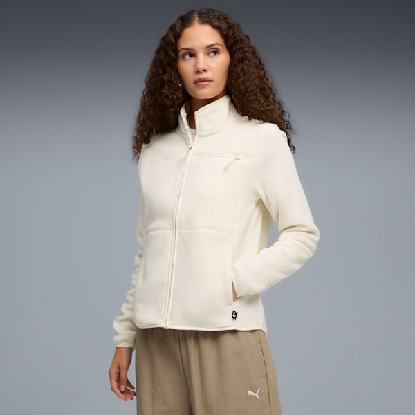 Polar Fleece Women's Fleece Insulated Jacket, CREAM/GREEN, extralarge